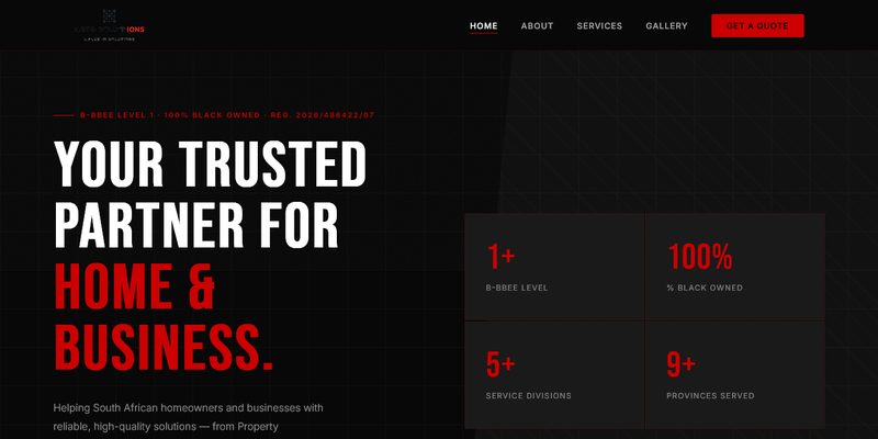 KMFG Solutions homepage — hero section